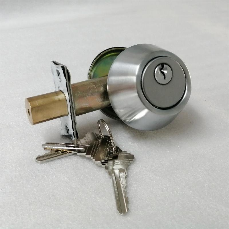 3502 Zinc Alloy เกรดสูงกระบอกเดี่ยว Deadbolt Lock-Satin Nickel